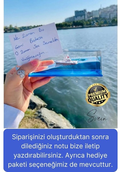 Mavi Su Akvaryum Dikdörtgen Sevgiliye Özel Batmayan Dekoratif Notlu Aşk Titanik Gemisi fırsatları