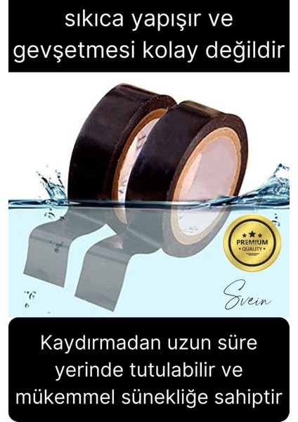 8 Ad. 20 mt Yalıtım Izole Pvc Elektrik Bandı Su Geçirmez Sızdırmaz Koruma Bant Siyah