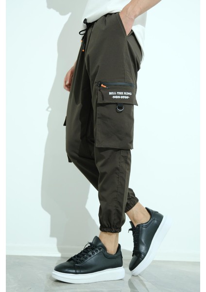 Bl Non Stop Baskılı Kort Paraşüt Kumaş Tactical Kargo Cepli Erkek Eşofman Alt