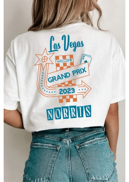 Las Vegas Baskılı Oversize T-Shirt