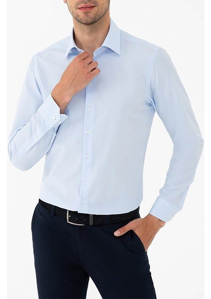 Slim Fit Pamuk Saten Erkek Gömlek