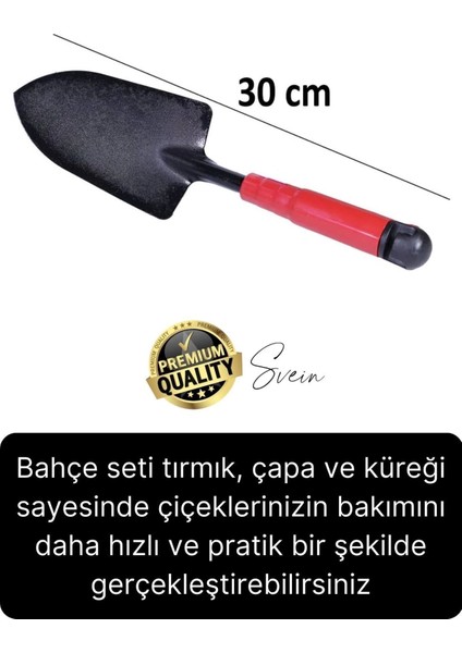 3'lü Bahçe Seti Kürek Çapa Tırmık Meyve Sebze Bitki Ekim El Aleti Bağ Tarım Aracı Ekipmanı