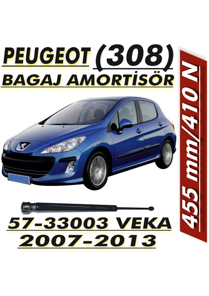 Peugeot 308 2007-2013 - 455Mm - 410N - Bagaj Amortisörü - (2 Adet 1 Takım)