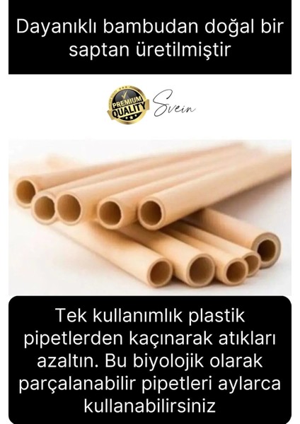 Özel Üretim Bambu 10 Adet Doğal Sağlıklı Yeniden Kullanılabilir Yıkanabilir Çevre Dostu Pipet Kamış