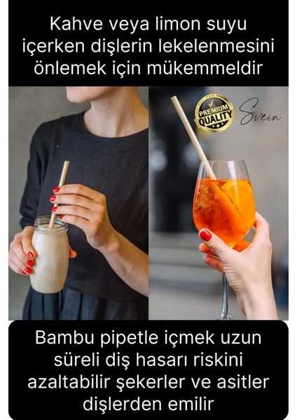 Özel Üretim Bambu 10 Adet Doğal Sağlıklı Yeniden Kullanılabilir Yıkanabilir Çevre Dostu Pipet Kamış