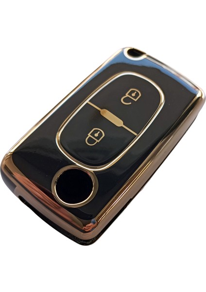 Peugeot Partner 207 307 308 407 Uyumlu Kumanda Anahtar Kılıfı Oto Anahtarlık Siyah Gold modelleri