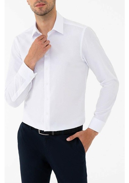 Slim Fit Pamuk Saten Erkek Gömlek