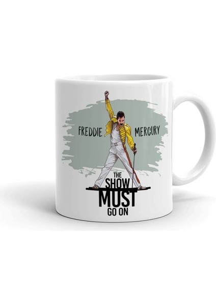 Beyaz Freddie Mercury Temalı Seramik Kupa, şık ve dayanıklı içecek kabı