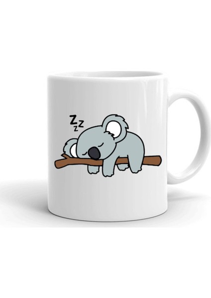 Lazzy Koala Baskılı Beyaz Seramik Kupa, Şık ve Kullanışlı Tasarım