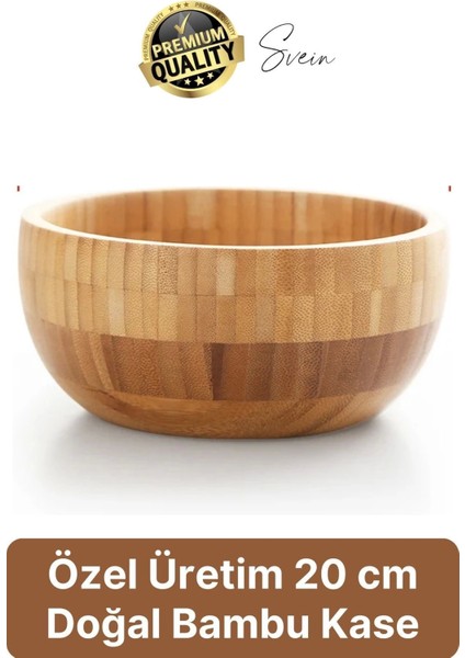 Özel Üretim 20 cm Bambu Kase Doğal Sağlıklı Makarna Salata Meyve Yemek Tabağı Servis Ahşap Çerezlik