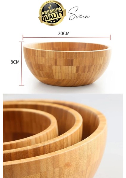 Özel Üretim 20 cm Bambu Kase Doğal Sağlıklı Makarna Salata Meyve Yemek Tabağı Servis Ahşap Çerezlik