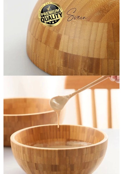 Özel Üretim 20 cm Bambu Kase Doğal Sağlıklı Makarna Salata Meyve Yemek Tabağı Servis Ahşap Çerezlik