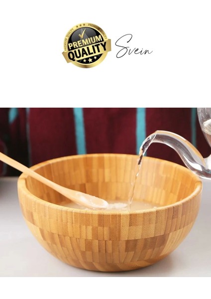 Özel Üretim 20 cm Bambu Kase Doğal Sağlıklı Makarna Salata Meyve Yemek Tabağı Servis Ahşap Çerezlik