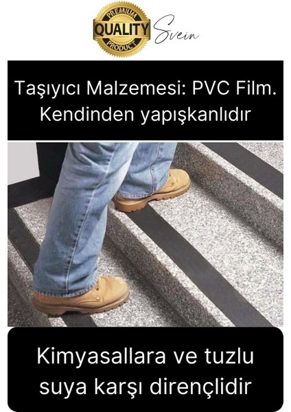 50 mm x 15 mt Siyah Kaydırmaz Bant Yapışkanlı Merdiven Basamak Zemin Güçlü Tutunabilen Halı