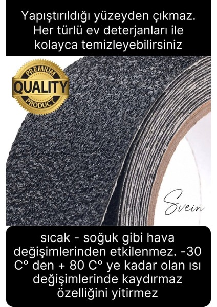 25 mm x 15 mt Siyah Kaydırmaz Bant Yapışkanlı Merdiven Basamak Zemin Güçlü Tutunabilen Halı