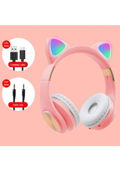 5.0 S16 Kablosuz Bluetooth Kulak Üstü Kulaklık Pembe Pembe 2 Yıl