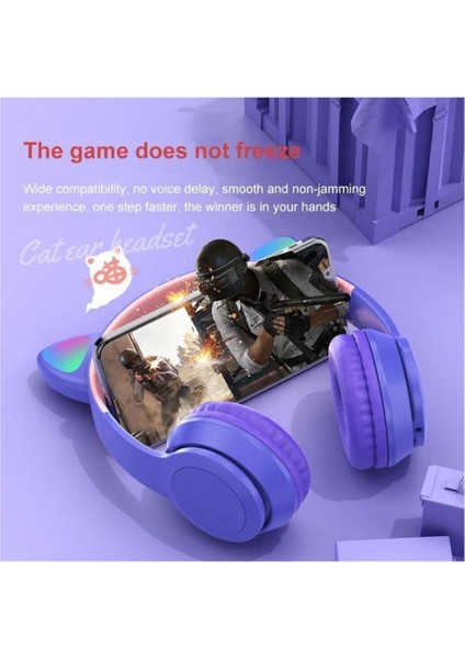 Kedi Kulağı Bluetooth Kablosuz Kulaklık Rengarenk Işıklı Rgb Pembe Çocuk Oyun Kulaklığı fırsatları