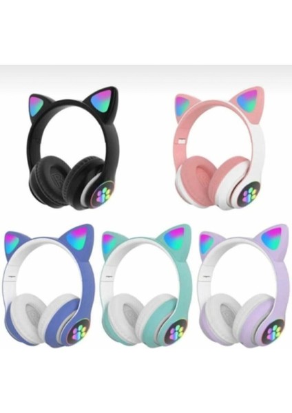 Kablosuz Bluetooth 5.0 Led Işıklı Kedili Şık Kulaklık Siyah fiyatları