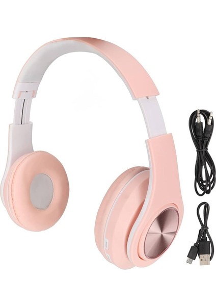 B39 Pembe Kablosuz Bluetooth Kulaklık Led Işıklı Kulaküstü