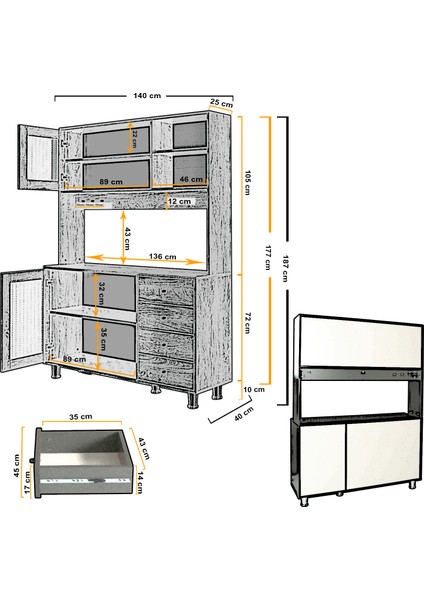 Pasific Home Grano Kahve Köşesi Çok Amaçlı Kiler Dolab 140 cm