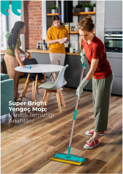 Pratik ve Parlak Yengeç Mop Temizlik Seti, Sap Çeşitli, Temizlik İçin Mükemmel