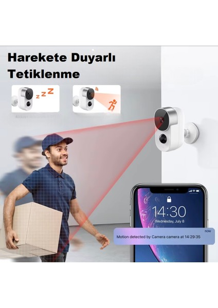 Tuya Smart 1080P Wifi 100% Kablosuz Şarjlı Kamera 4-6 Ay Bekleme Süresi