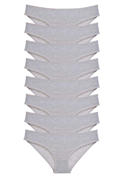 8 Adet Süper Eko Set Likralı Kadın Slip Külot Gri