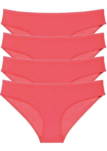 4 Adet Süper Eko Set Likralı Kadın Slip Külot Kırmızı