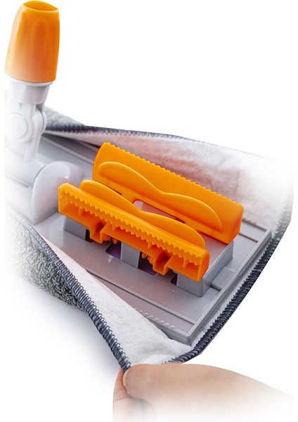 Gri metal saplı 40 cm kelebek mop, pratik ve kullanışlı temizlik aracı indirimleri