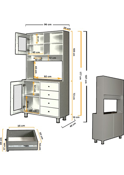 Pasific Home Grano Kahve Köşesi Çok Amaçlı Kiler Dolab 96 cm