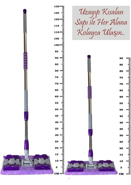 Tekno Trust (1 Adet ) Yedek Bez Hediyeli Yer Mopu Fayans Duvar Yüzey Temizlik Mikrofiber Mop