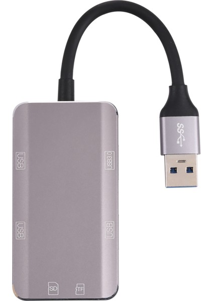 NK-3049 Hd 6'sı 1 Arada Usb-C / Type-C - Tf / Sd Kart Yuvası + 4 USB Dişi Adaptör Kart Okuyucu