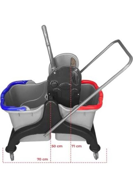 Çift Kovalı Plastik Temizlik ve Paspas Arabası Seti, Gri, Türkiye Menşei fırsatları