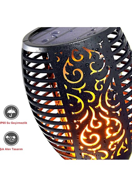 Solar Alev LED Bahçe Aydınlatma Peyzaj Lambası- 1