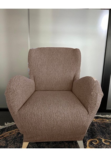 Koltuk Örtüsü Koltuk Kılıfı Lastikli Esnek Berjer Örtüsü Jakarlı Ağaç Kabuğu Kabarık Desen Tekli