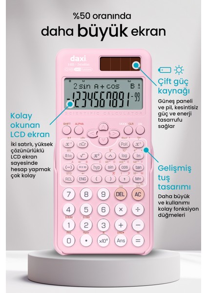 X-800 Yeni Nesil 240 Fonksiyonlu Bilimsel Hesap Makinesi
