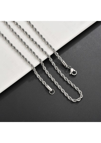 Çelik Burgu Zincir Kolye Unisex 65CM modelleri