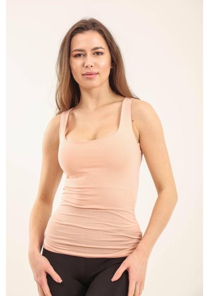 Kadın Basic Geniş Askılı Uzun Penye Body 1068