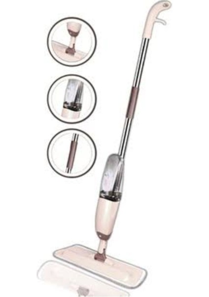 Pratik ve şık bej renkli hazneli sprey mop temizliği seti