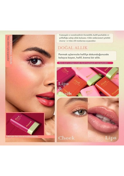 Nemlendiricili Stick Krem Allık Yumuşak ve Nemlendirici Formül Yüksek Pigmentasyon