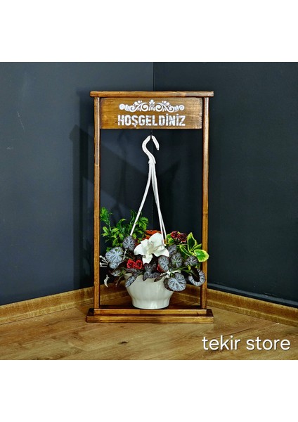 Tekir Store Kapı Giriş Hoşgeldin Karşılama Panosu Askılı Çiçeklikli Dekoratif Kapı Bahçe Cafe Restaurant Önü Süs