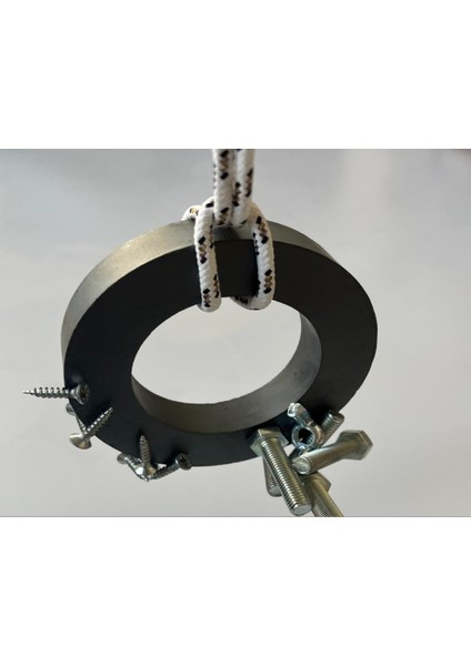 Inşaat Şantiye Çivi Vida Toplama Mıknatısı - Metal Toplayıcı Halatlı Güçlü Halka Mıknatıs 100 x 60 x 20