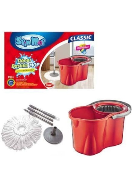 Tekno Trust Spin Mop Klasik 19 Litre Döner Başlıklı Temizlik Seti