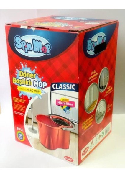Tekno Trust Spin Mop Klasik 19 Litre Döner Başlıklı Temizlik Seti