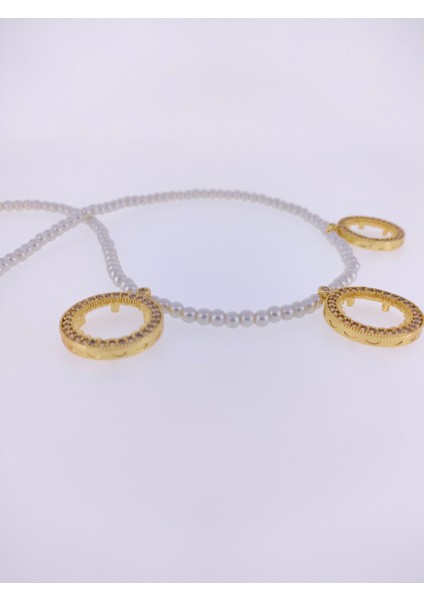 Çeyrek Altın Takmak Için Altın Kaplama Çerçeveli 3'lü Incili Kolye 56 cm 4mm Cam Inci fiyatları