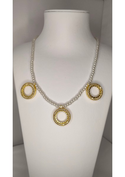 Çeyrek Altın Takmak Için Altın Kaplama Çerçeveli 3'lü Incili Kolye 56 cm 4mm Cam Inci fırsatları