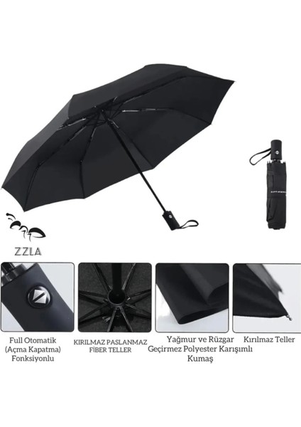 Tekno Trust Siyah Tam Otomatik Rüzgarda Kırılmayan Şemsiye fiyatları