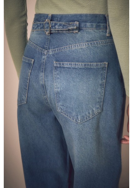 Fermuarlı Beli Tokalı Palazzo Jean fırsatları