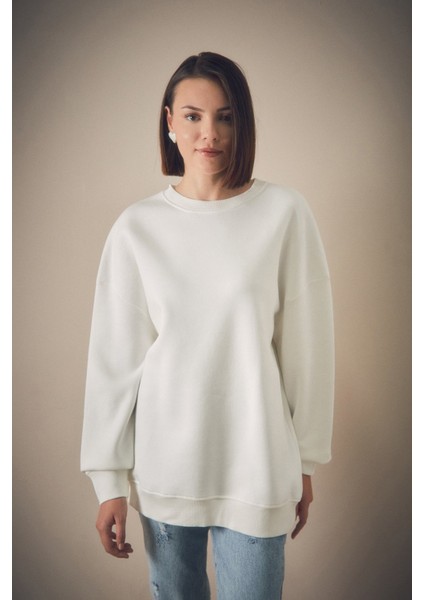 Basic Bisiklet Yaka Sweatshirt