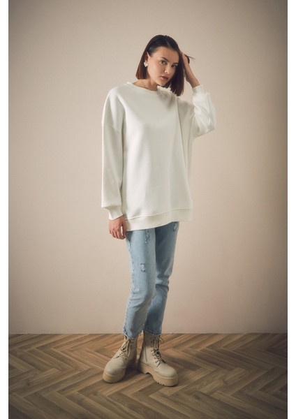 Basic Bisiklet Yaka Sweatshirt